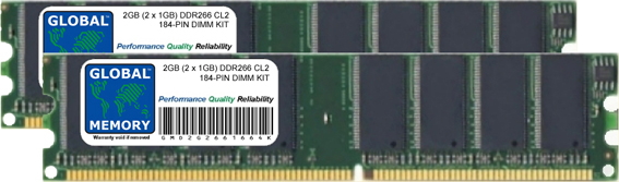 2GB (2 x 1GB) DDR 266MHz PC2100 184-PIN DIMM MEMORY RAM KIT FOR PC DESKTOPS/MOTHERBOARDS